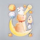 Наклейка EVA интерьерная "Мишка с зайкой на Луне" 41х31,5 см - фото 320747699