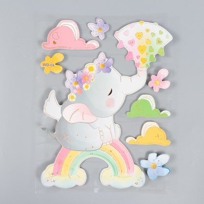 Наклейка интерьерная «Слоник на радуге», EVA, 41×31.5 см