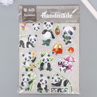 Наклейка пластик, картон 6D с блёстками "Добрая панда" 25,5х17,5 см - фото 7904280