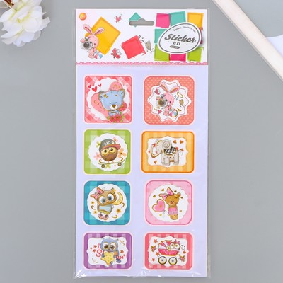 Наклейка двухслойная «Плюшевые звери», с золотой обводкой, 26.5×13 см