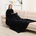 Плед с рукавами «Этель», 150×200 см, корал-флис, чёрный - Фото 1