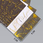 Наклейка бумага "Мрамор с золотом" тиснение 3х9 см лист 10х10 см - Фото 2