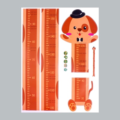 Ростомер-наклейка интерьерная цветная «Собачка в шляпке», пластик, 45×60 см