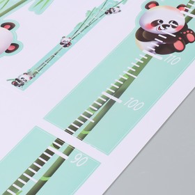 Ростомер-наклейка интерьерная цветная «Панды на бамбуке», пластик, 50×70 см