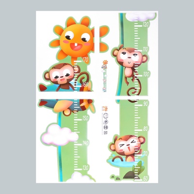 Ростомер-наклейка интерьерная цветная «Мартышки», пластик, 50×70 см