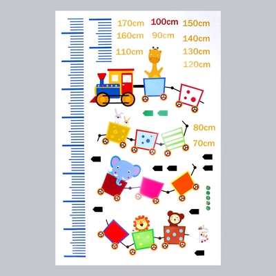 Ростомер-наклейка интерьерная цветная «Поезд со зверями», пластик, 60×90 см