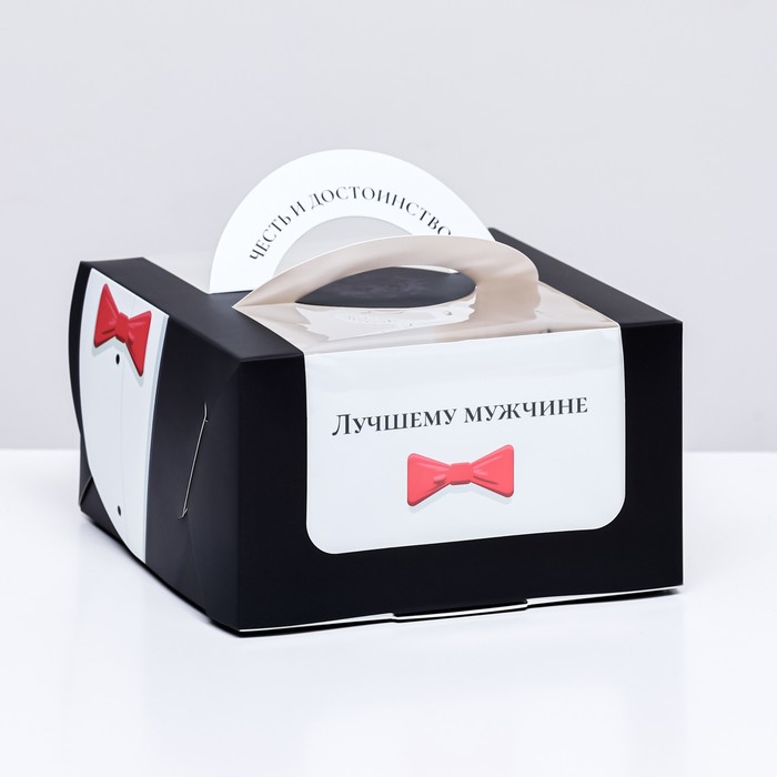 Коробка под бенто - торт с окном «Честь и достоинство», 14×14×8 см - Фото 1