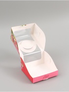 Коробка под бенто - торт с окном «С 8 марта!», 14×14×8 см 9898719