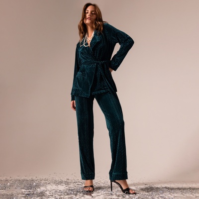 Брюки домашние женские KAFTAN «Бархат», размер 48, зелёные