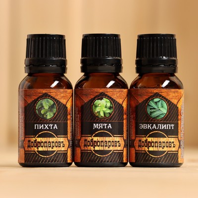 Набор эфирных масел «Добропаровъ» пихта, мята, эвкалипт, 3 шт. по 17 мл