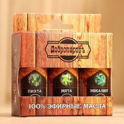 Набор эфирных масел «Добропаровъ» пихта, мята, эвкалипт, 3 шт. по 17 мл