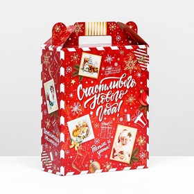 Коробка подарочная складная "Новогодица красный" 17 х 7 х 25 см
