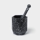 Ступка с пестиком «Грани», 10×18 см, чёрная - Фото 1