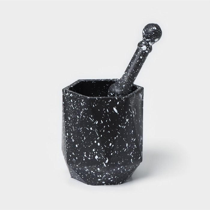 Ступка с пестиком «Грани», 10×18 см, чёрная - Фото 1