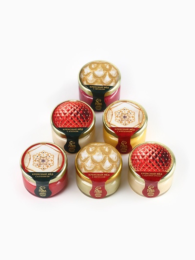 Подарочный набор новогодний «С новым годом!»: чай чёрный, крем-мёд (6 шт.x30 г)