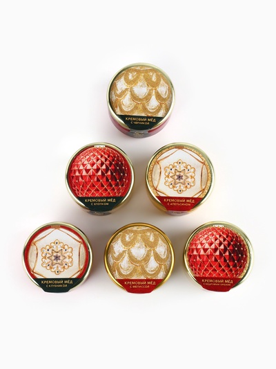 Подарочный набор новогодний «С новым годом!»: чай чёрный, крем-мёд (6 шт.x30 г)