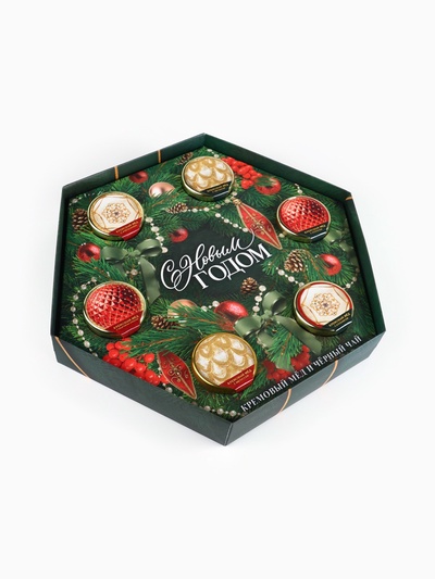 Подарочный набор новогодний «С новым годом!»: чай чёрный, крем-мёд (6 шт.x30 г)