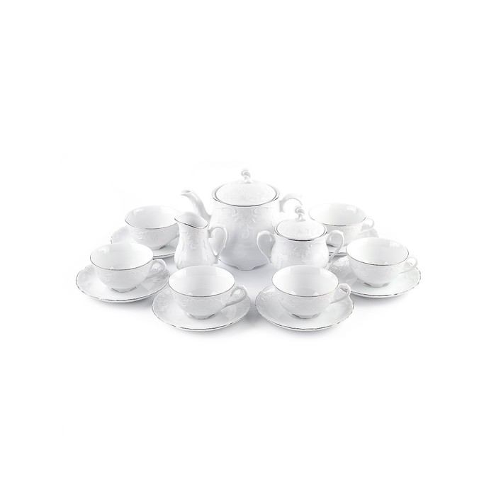 Чайный сервиз Cmielow Rococo «Узор платина», 15 предметов - Фото 1