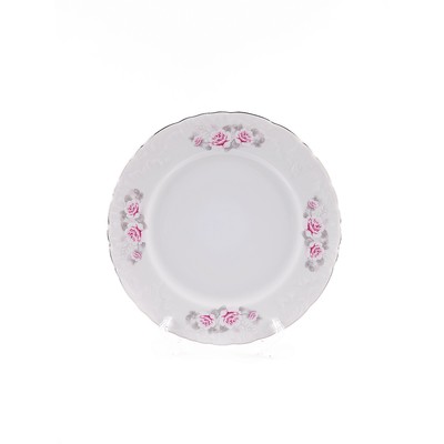 Тарелка десертная Cmielow Rococo «Бледные розы, отводка платина», d=17 см