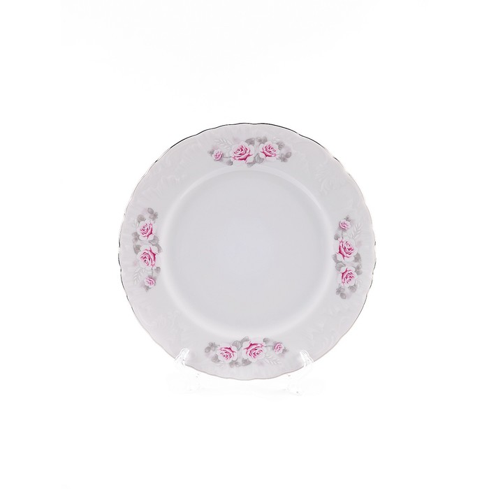 Тарелка десертная Cmielow Rococo «Бледные розы, отводка платина», d=17 см - Фото 1