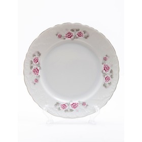 Тарелка десертная Cmielow Rococo «Бледные розы, отводка платина», d=19 см