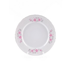 Тарелка десертная Cmielow Rococo «Бледные розы, отводка платина», d=21 см