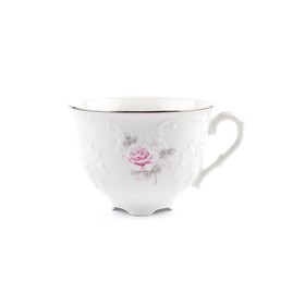 Чашка чайная Cmielow Rococo «Бледные розы, отводка платина», 330 мл