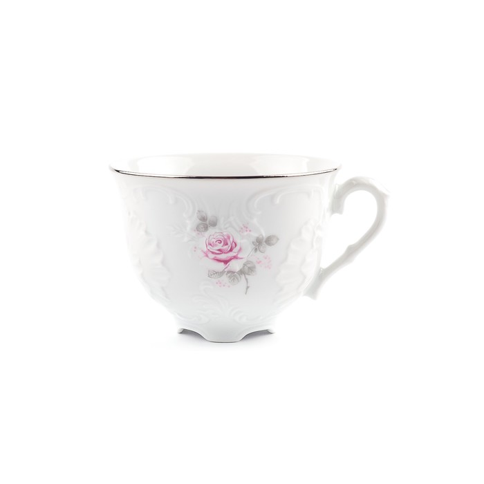 Чашка чайная Cmielow Rococo «Бледные розы, отводка платина», 330 мл - Фото 1