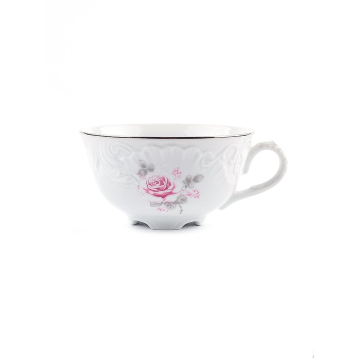 Чашка чайная Cmielow Rococo «Бледные розы, отводка платина», 220 мл - фото 1909411148