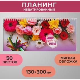 Планинг недатированный 130 х 300 мм, 50 листов, на гребне, мягкая обложка, 