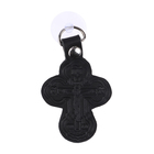 Подвеска в машину в виде креста, черный, кожа - фото 24388747
