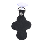 Подвеска в машину в виде креста, черный, кожа - фото 24388748