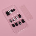 Накладные ногти «Black», 12 шт., с клеевыми пластинами, форма мягкий квадрат, чёрные, белые - Фото 2