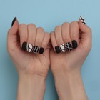 Накладные ногти «Black», 12 шт., с клеевыми пластинами, форма мягкий квадрат, чёрные, белые - Фото 6