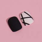 Накладные ногти «Black», 12 шт., с клеевыми пластинами, форма мягкий квадрат, чёрные, белые - Фото 3