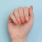 Накладные ногти «Flower», 12 шт, с клеевыми пластинами, форма мягкий квадрат, цвет персиковый/молочный - фото 8628313
