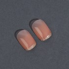 Накладные ногти «Nude», 12 шт, с клеевыми пластинами, c блёстками, форма мягкий квадрат, цвет светло - бежевый - Фото 5