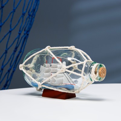 Корабль в бутылке «Сети», фигурка, 15×8×9 см, белый
