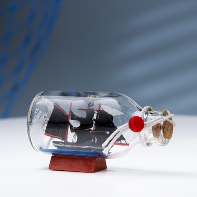Корабль в бутылке «Тайна», фигурка, 15×4×6 см, чёрный