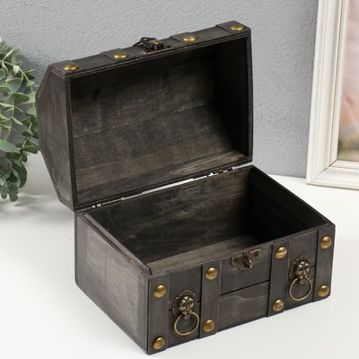 Шкатулка для украшений «Сундучок. Лев. С заклёпками», дерево, стальная, 16×15.5×22 см