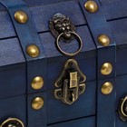 Шкатулка для украшений «Сундучок. Лев. С заклёпками», дерево, ярко-синяя, 16×15.5×22 см - Фото 2