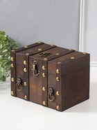 Шкатулка для украшений «Сундучок. Лев. С заклёпками», дерево, коричневая, 21.8×15.5×15 см - Фото 2