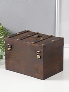 Шкатулка для украшений «Сундучок. Лев. С заклёпками», дерево, коричневая, 21.8×15.5×15 см - Фото 4