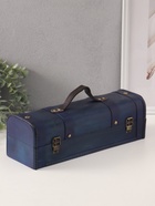 Шкатулка подарочная под бутылку «С заклёпками», дерево, ярко-синяя, 11×34×12.8 см - Фото 4