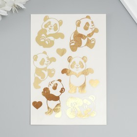 Наклейки (стикеры) "Панда" 10х15 см, цвет золото, 5-309