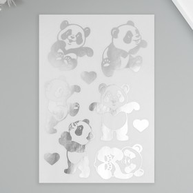 Наклейки (стикеры) "Панда" 10х15 см, цвет серебро, 5-324