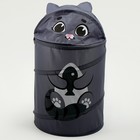 Корзина для хранения игрушек «Котик с рыбкой» с ручками и крышкой, 55×33×33 см, серая - Фото 3