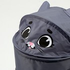 Корзина для хранения игрушек «Котик с рыбкой» с ручками и крышкой, 55×33×33 см, серая - Фото 5