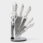 Набор ножей кухонных на подставке Доляна Sparkle, 7 предметов: 5 ножей, мусат и ножницы - фото 320750756