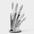 Набор ножей кухонных на подставке Доляна Sparkle, 7 предметов: 5 ножей, мусат и ножницы - Фото 2